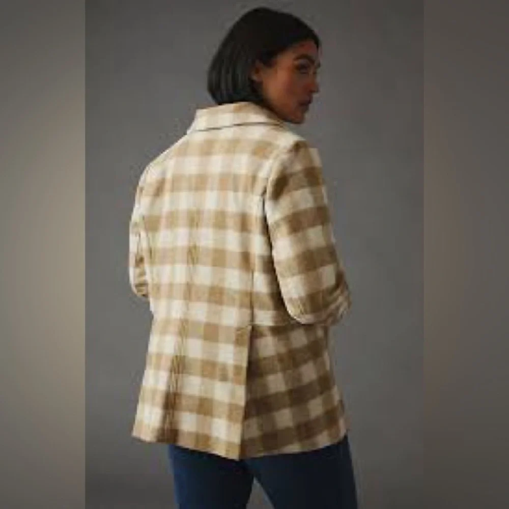 NWT Hutch Ivory Plaid One Button Blazer Size 1X